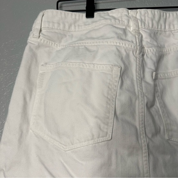 Paige Aideen Mini Skirt Distressed Crisp White High Waisted - Picture 9 of 12